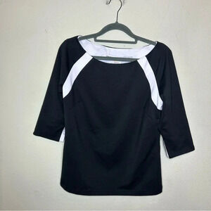 Gretchen Scott Black and White Fitted Top Size XS